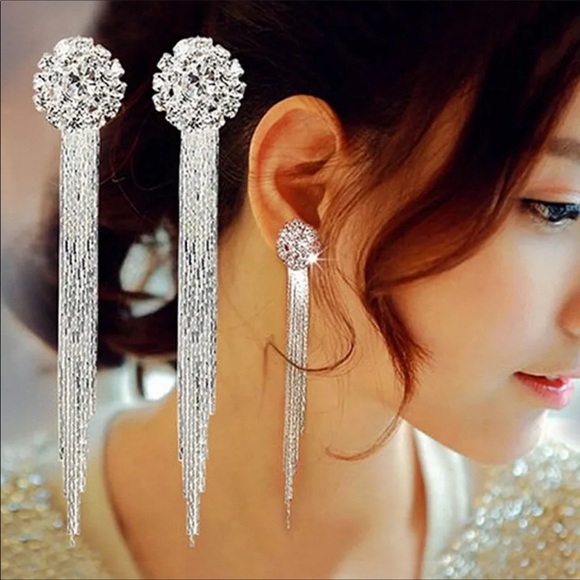 Pink Magnolia Jewelry - New 925 Sterling Silver Long Tassel Earrings